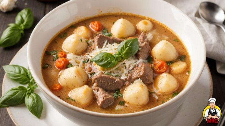 Creamy Beef and Gnocchi with Tomato and Garlic Sauce